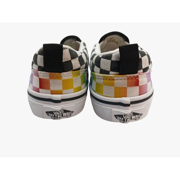 Vans Slip On Asher Checkered Rainbow Shoes Size 1 Kids Missy Canvas Sneakers - Picture 7 of 10